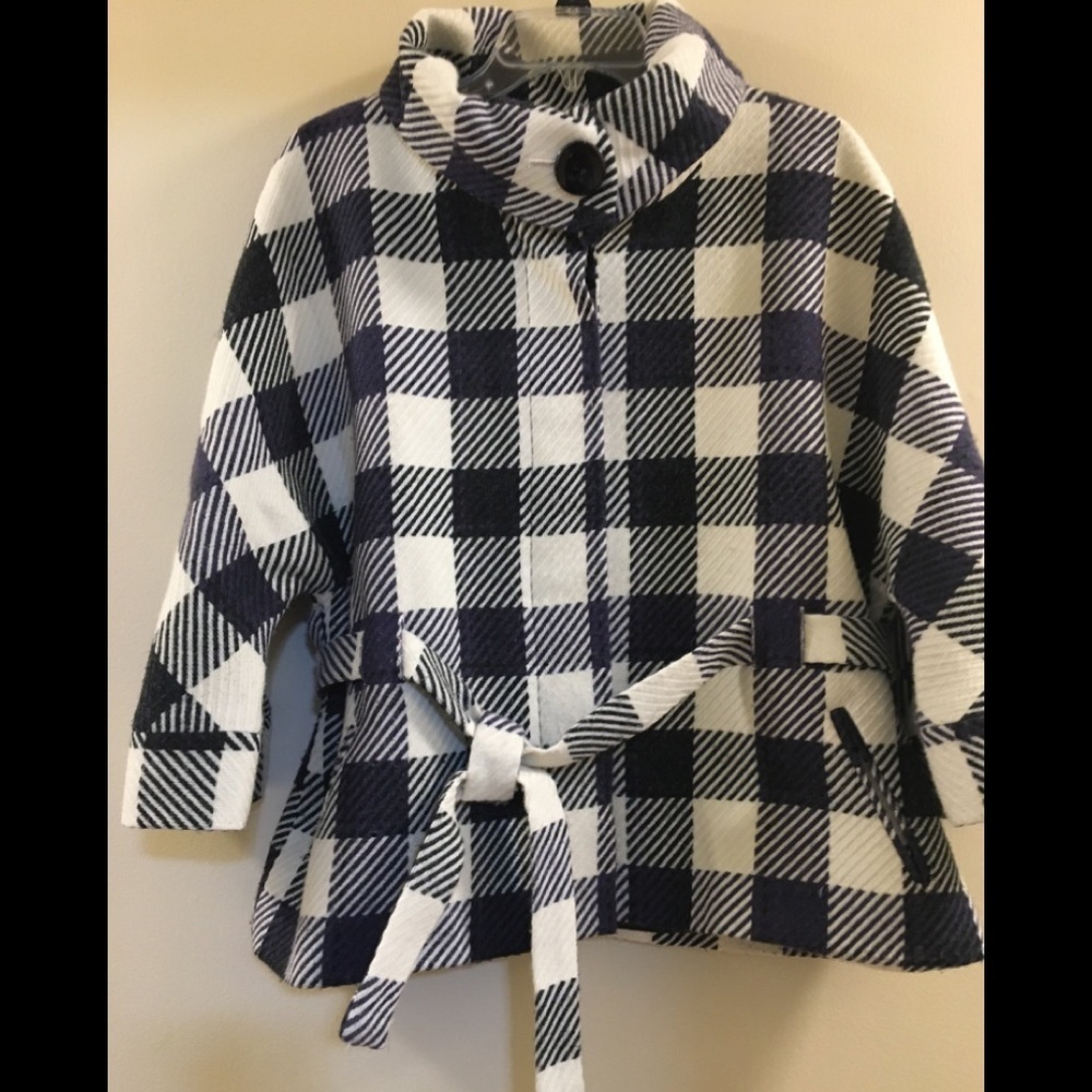 Willi Smith Checkered Poncho Cape Coat XL